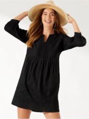 Tommy Bahama NWT St. Lucia Split Neck Dress Black Size Small